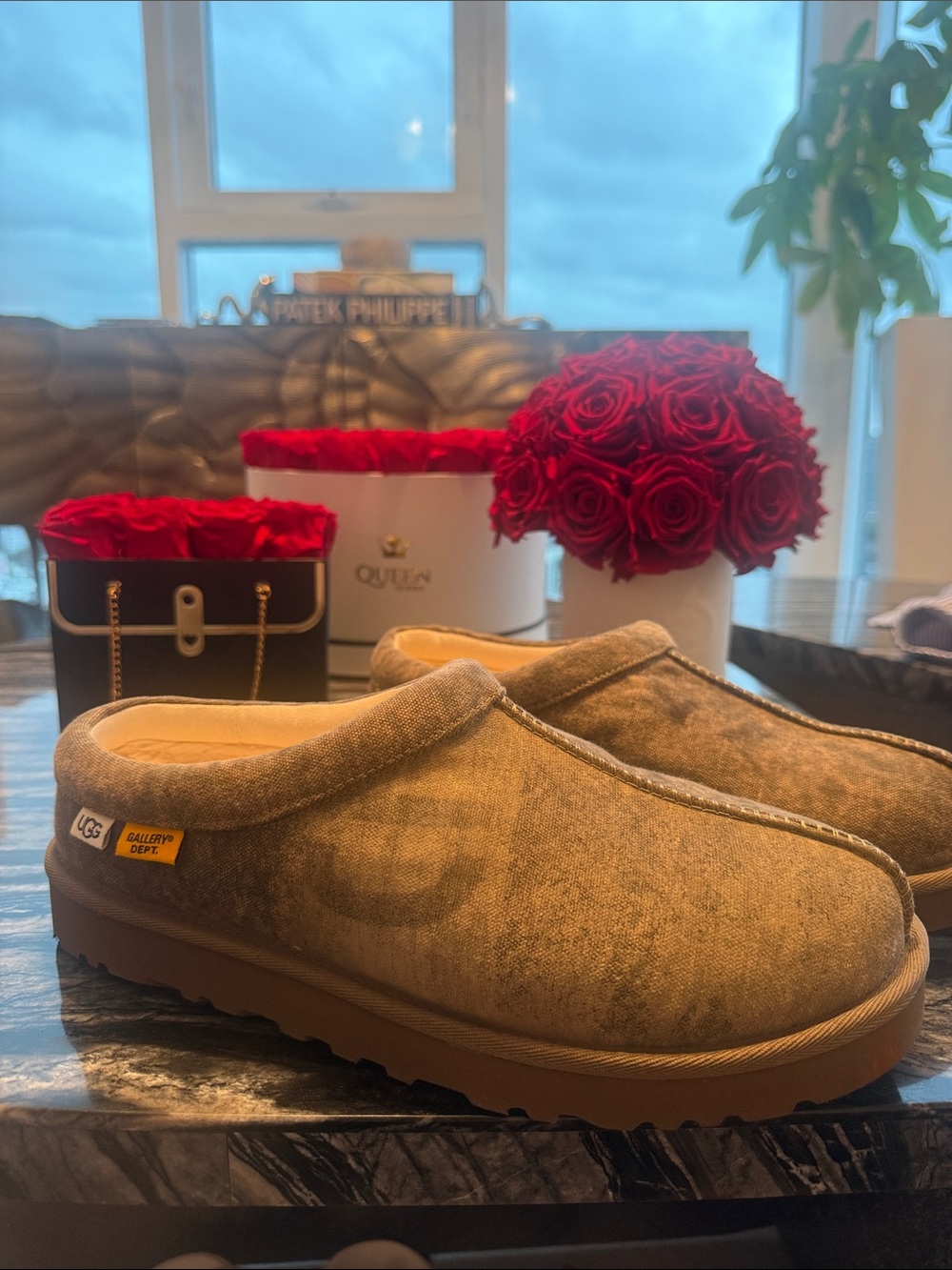 UGG Slip-On Shearling Clog in Washed Brown